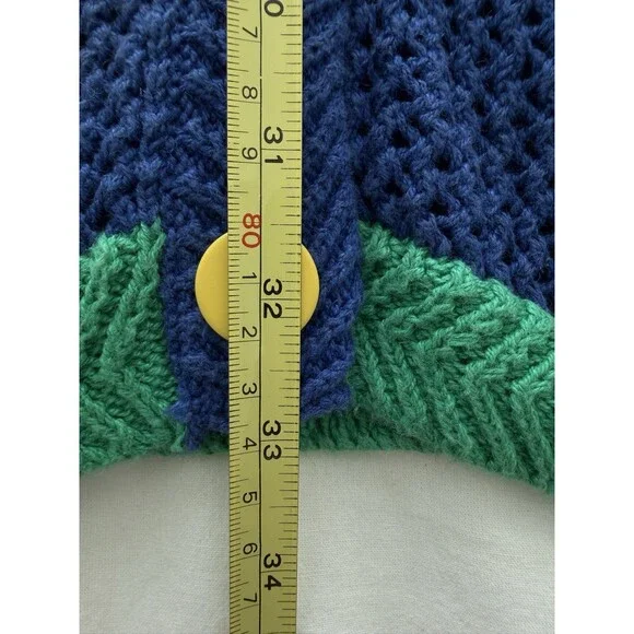 N.E.K. Northeast Knitters  Multi - Color Block Cardigan Sz M. Ramie/Cotton Blend - Picture 13 of 16